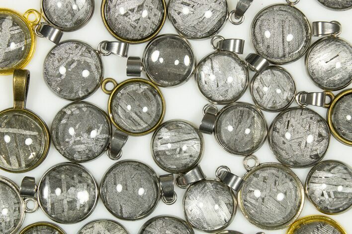 Round Etched Aletai Iron Meteorite Pendants - Includes Chain - Photo 1